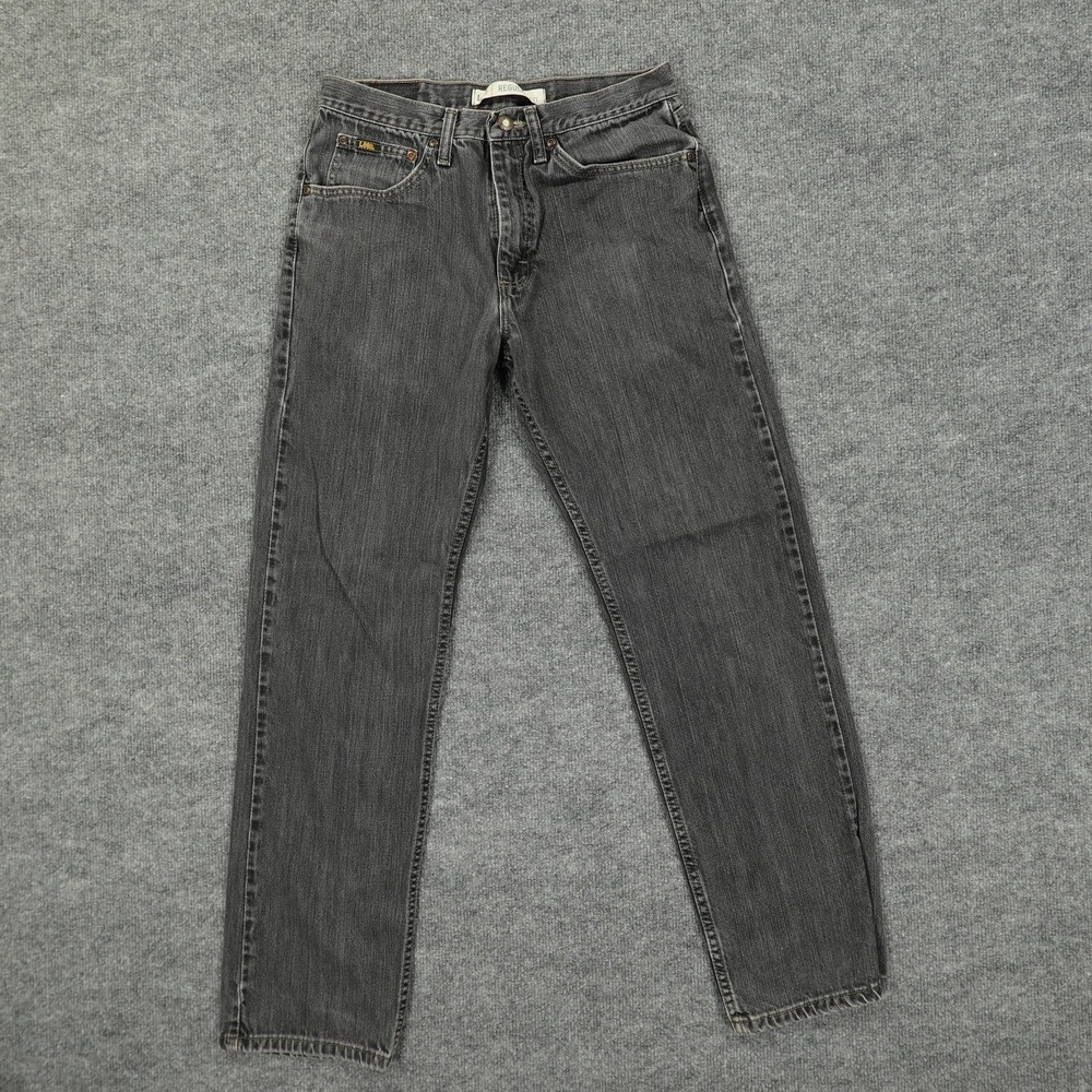 Lee Jeans Mens 30x30 (Tag 32x32) Black Gray Regular Fit Denim Straight Leg
